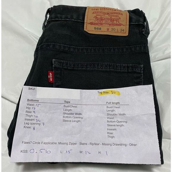 Levis 568 Other - Levis 568 Skinny Leg Jeans Mens Black Size 30 x 34 Pre-Owned